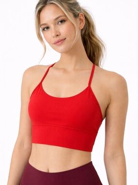 LULULEMON Flow Y Nulu Longline Bra Size 8 Red Lightweight Yoga Sports Bra NWT